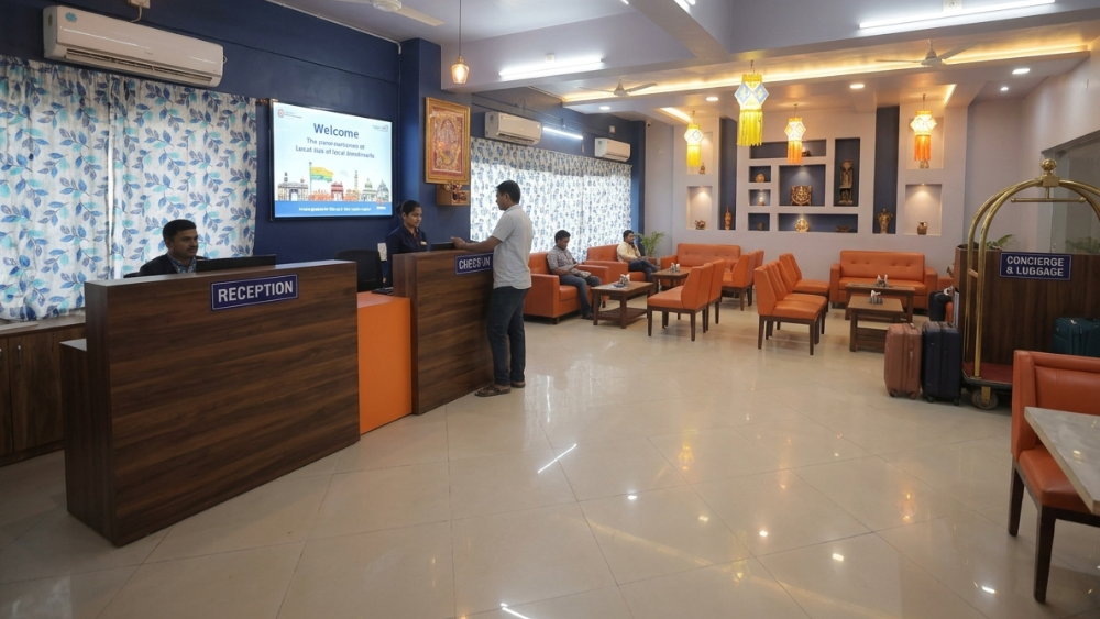 Lobby reception check-in zone